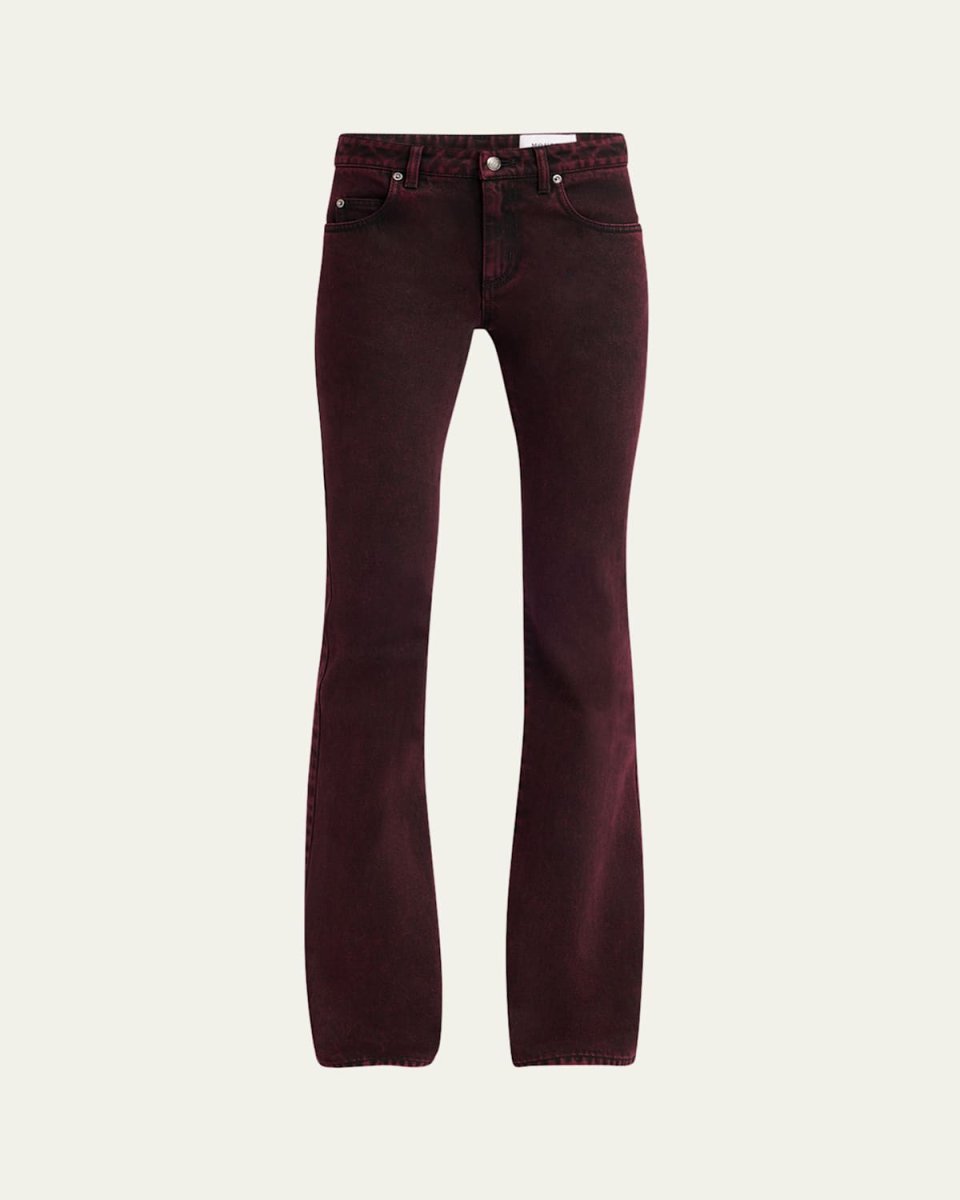 Low-Rise Red-Wash Denim Flare Trousers